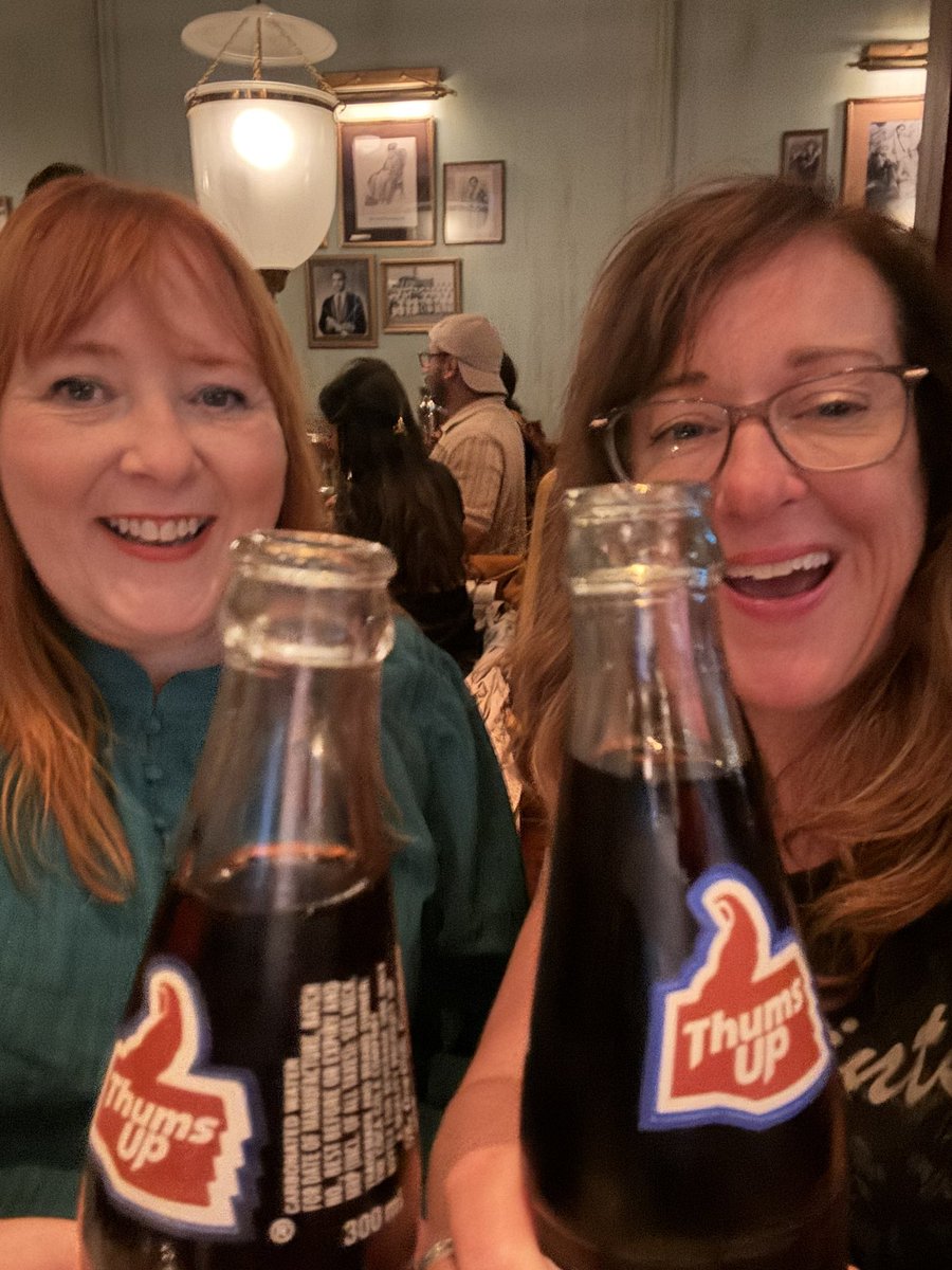 GeorgiaTurner's tweet photo. Manchester meet-up no.2 -this time with @TheRealDonnaM my pal, fellow marcomms trustee and top roomie from our #Tigers4Ever trip. We obviously had to go for a curry at @Dishoom and even drank #ThumbsUp just like our daily refresher on the trip. A fab evening! https://t.co/ihKSkoDKhC