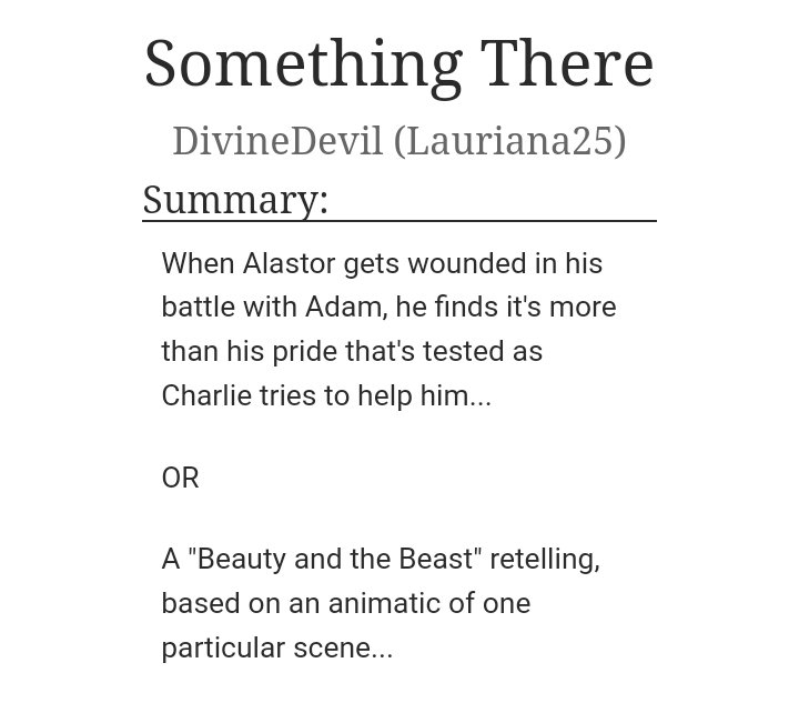 DivineDevil25's tweet image. archiveofourown.org/works/57279811 I saw @Tamashi_Kishuu 's AMAZING animatic &amp;amp; knew it needed a story. Shout out to @Alastorsart for saying I should write it. @FBrthngRbrDuck @Rogue_Slayer just coz I love ya both! #beautyandthebeast #BatB #HazbinHotel #radiobelle #charlastor 🥀