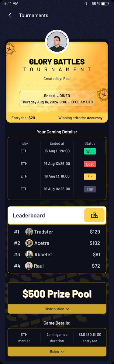 Next week, we are launching TOURNAMENTS on <a href="/trading_leagues/">TradingLeagueshq</a>, inspired by the Tournaments offered on chess.com

Users will be able to create their custom tournaments (Private and Public), and specify things like

➼ Entry fee to join the tournament
➼ Prize