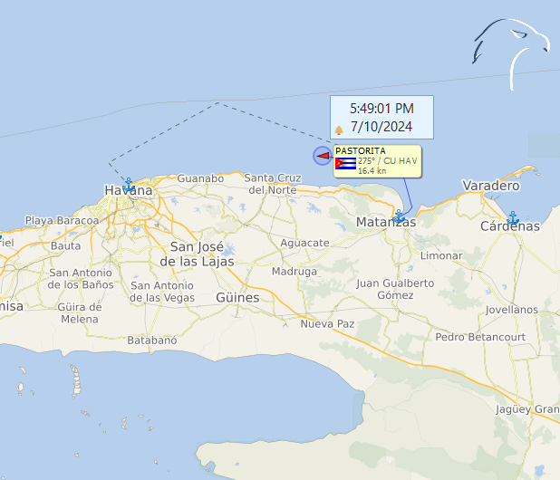 FlconEYES's tweet photo. ⚓️#PASTORITA 9034729
Tanquero para gas licuado del régimen de #Cuba 

Saliendo de #Matanzas-#Habana 
Cala: 6/10.92m 
Capac: ~20,000m³ de gas.  

#Now #AIS #cubarcos #Cuba #10Jul https://t.co/PdFvSWyll2