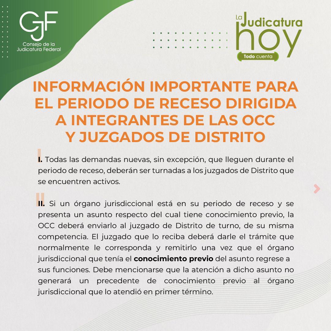 OAJ_Mex's tweet photo. 🚨⚠️ Información Importante ⚠️🚨

Así funciona el periodo de recesos de las Oficinas de Correspondencia Común y Juzgados de Distrito #JusticiaPermanente 

👇🏻Te lo explicamos https://t.co/phk2RLmgfe