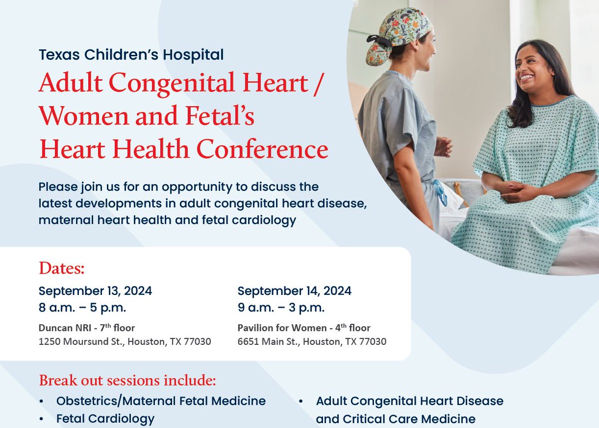 TCH AdultCHD Program (@tch_adultchd) on Twitter photo Please join us for the upcoming Adult Congenital Heart (#ACHD), Women's Heart Health, and Fetal Cardiology Conference on September 13-14, 2024! More details and info at texaschildrens.cventevents.com/event/51118a43…. <a href="/AngelineOpina/">Angeline Opina</a> <a href="/AmirShamshirsaz/">Amir Shamshirsaz</a> <a href="/DrKBSalc/">Katie Salciccioli, MD</a> <a href="/DrPeterTX/">Peter Ermis</a> <a href="/wilzawall/">Wilson Lam</a> <a href="/StephenDolgner/">Stephen Dolgner</a> Please join us for the upcoming Adult Congenital Heart (#ACHD), Women's Heart Health, and Fetal Cardiology Conference on September 13-14, 2024! More details and info at texaschildrens.cventevents.com/event/51118a43…. <a href="/AngelineOpina/">Angeline Opina</a> <a href="/AmirShamshirsaz/">Amir Shamshirsaz</a> <a href="/DrKBSalc/">Katie Salciccioli, MD</a> <a href="/DrPeterTX/">Peter Ermis</a> <a href="/wilzawall/">Wilson Lam</a> <a href="/StephenDolgner/">Stephen Dolgner</a>