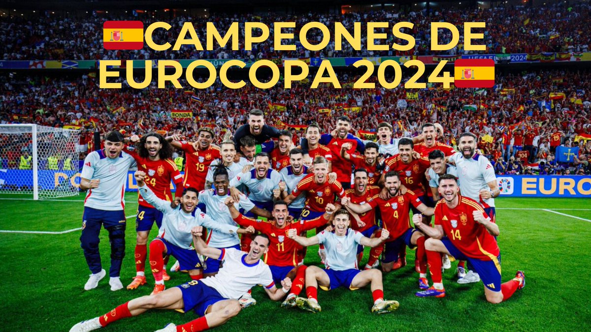 Hoy 10/7/24 ya digo que la #SeleccionEspañola es CAMPEONA DE EUROPA en esta #Eurocopa2024 antes de la final #españainglaterra y me atrevo a decirlo por que tenemos al mejor #LamineYamal ,mejor equipo, y ellos tienen a Harry Gafe #kane que no gana titulos,ESPAÑA CAMPEONA🇪🇸🏆🇪🇸🏆💪