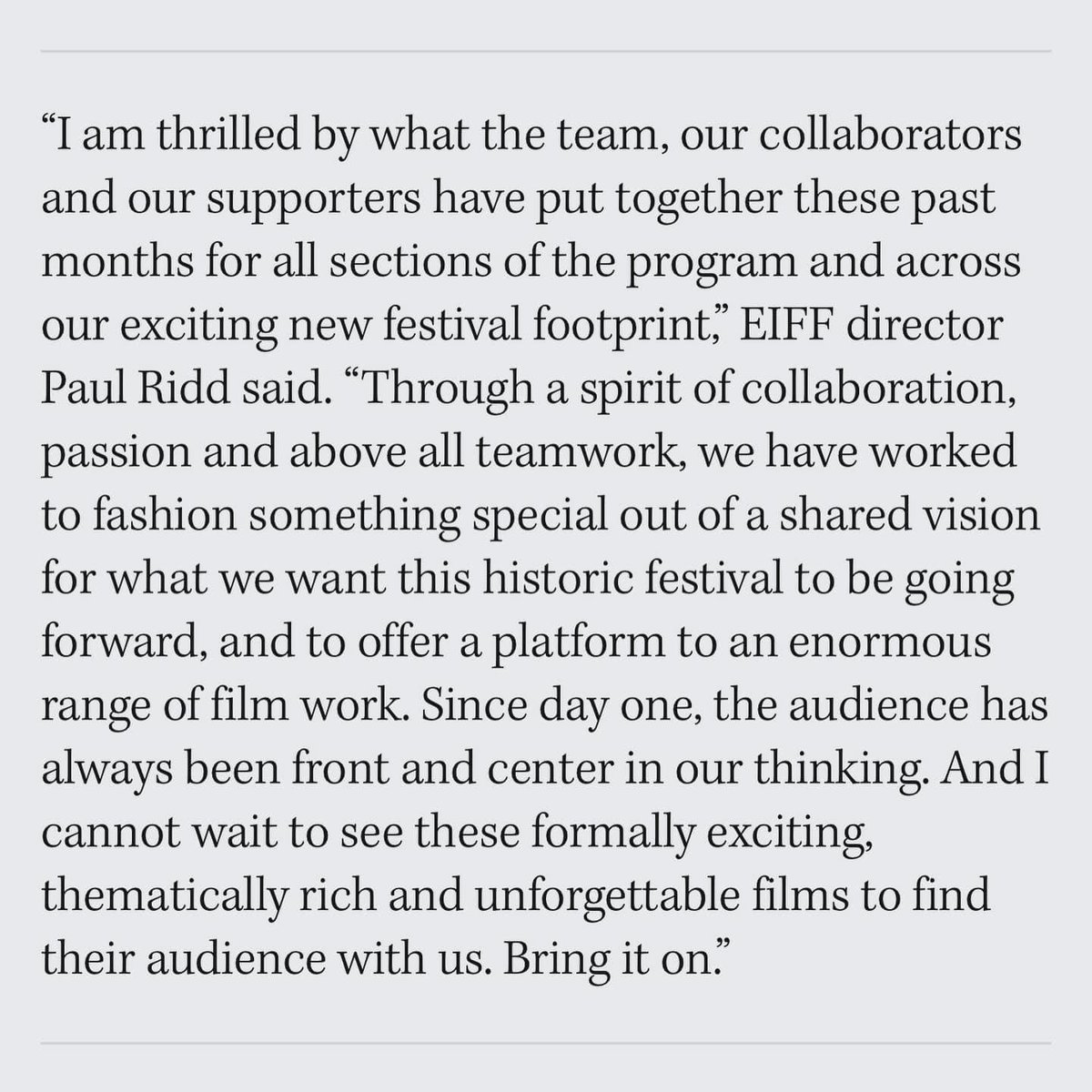 PaulRidd's tweet image. Seven months of hard teamwork @edfilmfest. 37 New Feature Films, 5 Shorts Programmes, 4 Rep Screenings, Filmmaker Talks &amp;amp; Industry Programme + 2 brand new World Premiere Competitions decided by Audience Vote. Could not be prouder of the team. Bring it on! edfilmfest.org