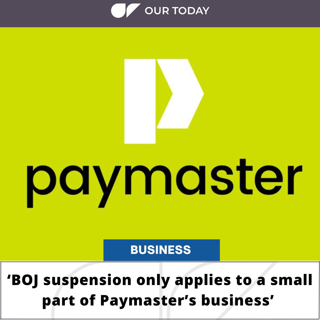 ‘BOJ suspension only applies to a small part of Paymaster’s business’.

Visit the website to read more:
bit.ly/4eYAIwT

Photo: Facebook @PaymasterJaLtd

Follow us:⁠
Facebook: facebook.com/our.today.news⁠
YouTube: OurToday⁠
X: Our_Today_News⁠
IG: <a href="/our/">DaniEL</a>.today

#OTBusiness