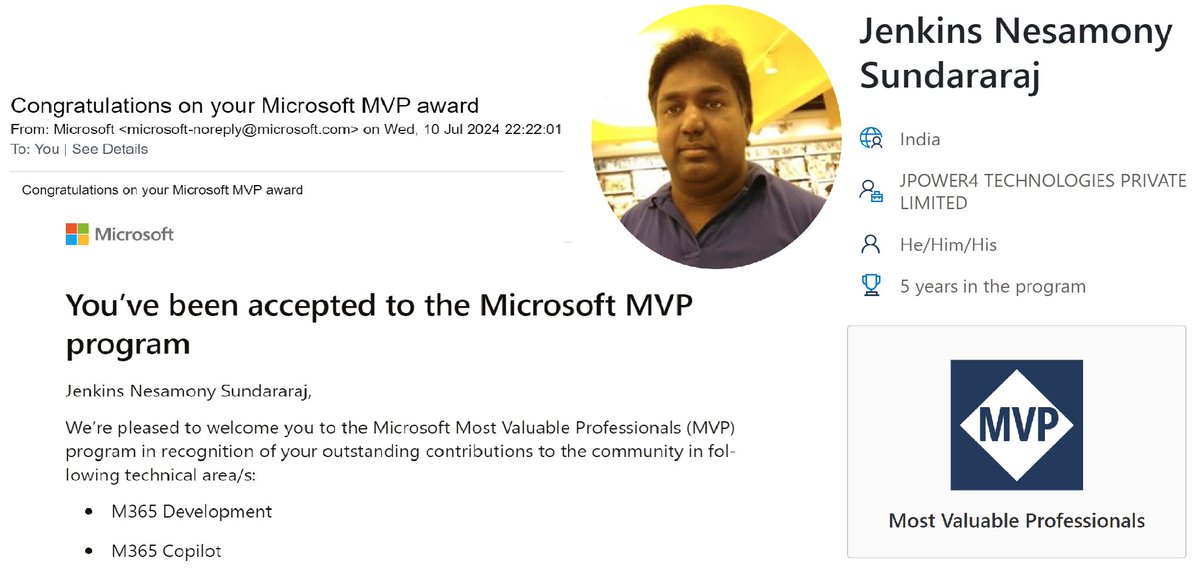 ❤️ Honored to be recognized as a Microsoft MVP in the M365 Development and M365 Copilot Category for the 5th consecutive year! 🏆 Thank you <a href="/Microsoft/">Microsoft</a>, @Soyoung Lee and everyone for the continuous support. Congratulations to all new &amp; renewed MVPs! 🎉 #MVPBuzz #MVP #Copilot