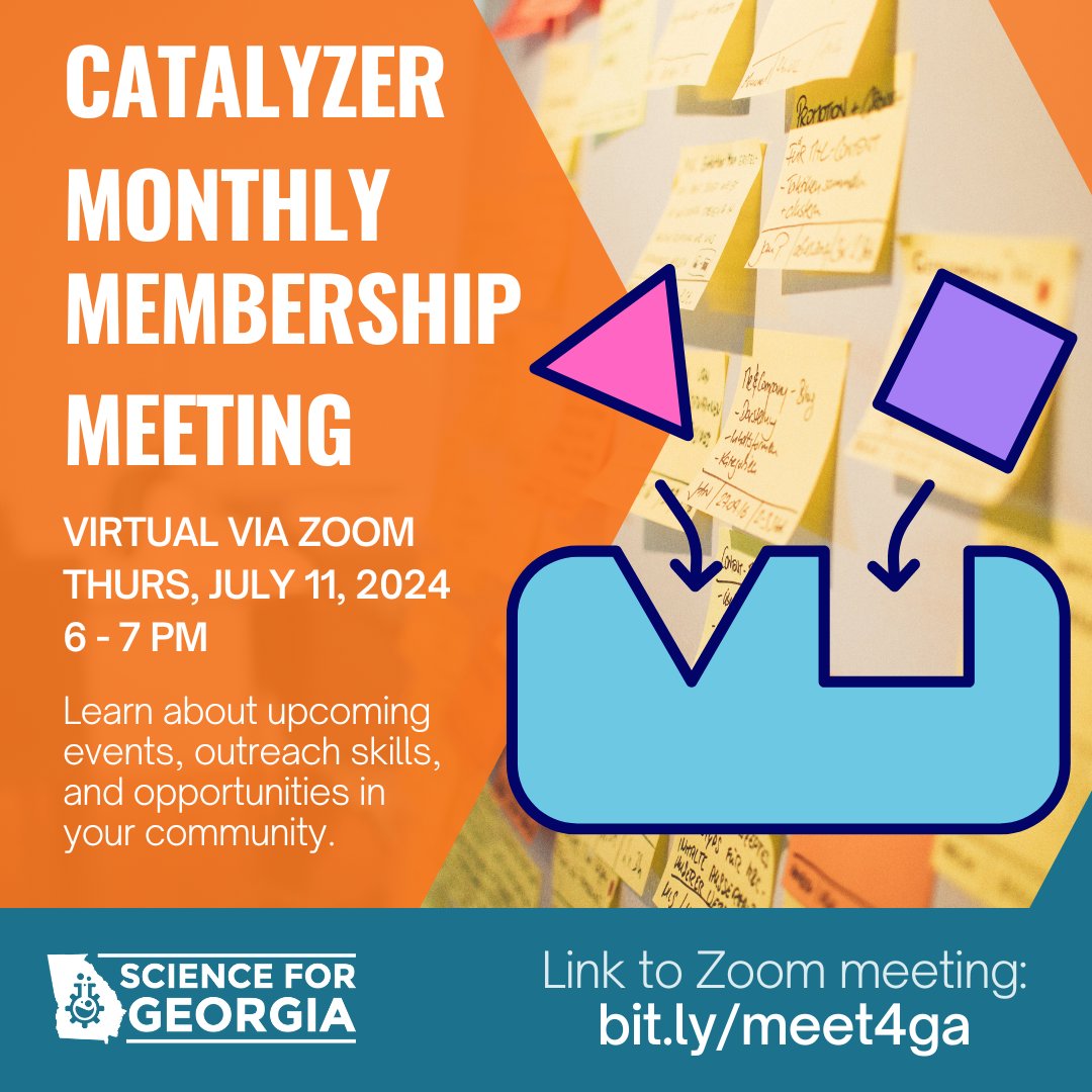 Tomorrow we will HAVE OUR FIRST MONTHLY MEMBERSHIP MEETING! These meetings (open to everyone) are your chance to have a say in what Science for Georgia is focusing on and to find ways to help out. Visit bit.ly/meet4ga for the sign-up!