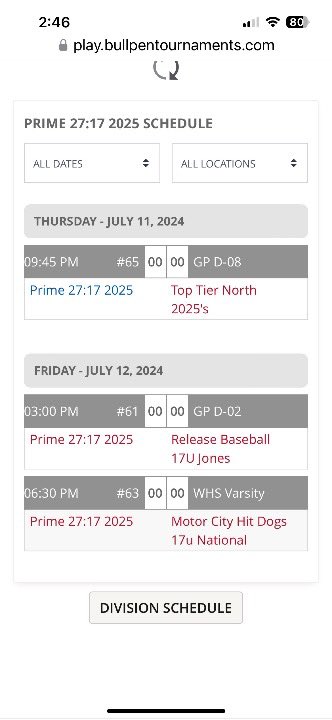 Indiana schedule!