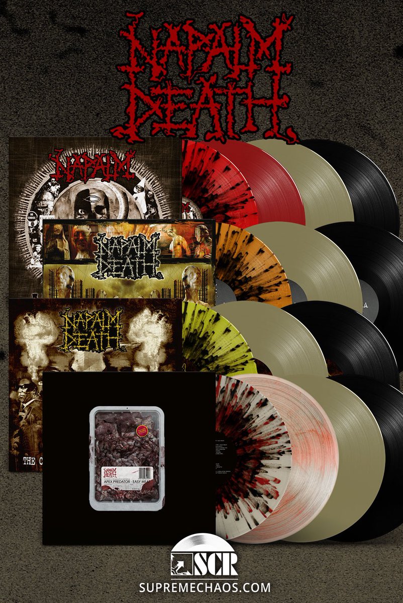 Supreme Chaos Records (@supremechaosrec) on Twitter photo Napalm Death reissues with dynamic vinyl remastering. Available now for preorder. Splatter versions still available, blood filled sold out.
Check out at supremechaos.com/link/napalmdea…
#napalmdeath #grindcore #extrememetalvinyl <a href="/centurymediaeu/">Century Media Records</a> #vinylcollection Napalm Death reissues with dynamic vinyl remastering. Available now for preorder. Splatter versions still available, blood filled sold out.
Check out at supremechaos.com/link/napalmdea…
#napalmdeath #grindcore #extrememetalvinyl <a href="/centurymediaeu/">Century Media Records</a> #vinylcollection
