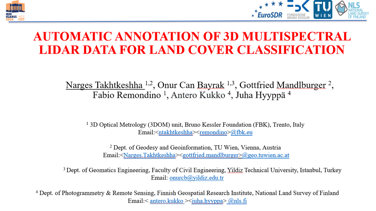 Narges Takhtkeshha (@takhtkeshha) on Twitter photo If you are interested in #automation, #unsupervision #point_cloud, #LiDAR, #3D #DeepLearning #mapping, feel free to join our presentation today (11 July) in #IGARSS2024 #IEEEGRSS at 15:8, Location: Marinos 😉
<a href="/3DOMFBK/">3DOMFBK</a> <a href="/photo_TUW/">Photogrammetry @ TU Wien</a> <a href="/fgi_nls/">FGI, NLS</a> @juha_hyyppa <a href="/GMandlburger/">Gottfried Mandlburger</a> <a href="/EuroSDR/">EuroSDR</a> If you are interested in #automation, #unsupervision #point_cloud, #LiDAR, #3D #DeepLearning #mapping, feel free to join our presentation today (11 July) in #IGARSS2024 #IEEEGRSS at 15:8, Location: Marinos 😉
<a href="/3DOMFBK/">3DOMFBK</a> <a href="/photo_TUW/">Photogrammetry @ TU Wien</a> <a href="/fgi_nls/">FGI, NLS</a> @juha_hyyppa <a href="/GMandlburger/">Gottfried Mandlburger</a> <a href="/EuroSDR/">EuroSDR</a>