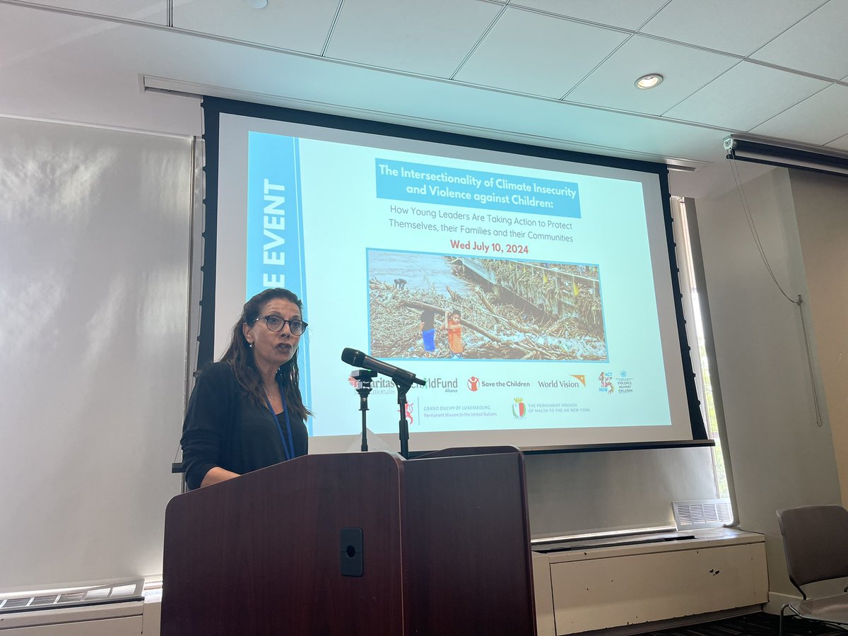 #Luxembourg🇱🇺 co-sponsored today’s event in the margins of #HLPF2024 on the nexus between climate insecurity and violence against children. Amb Maes called for the meaningful participation of children and youth as they stand at the forefront of the fight against climate change