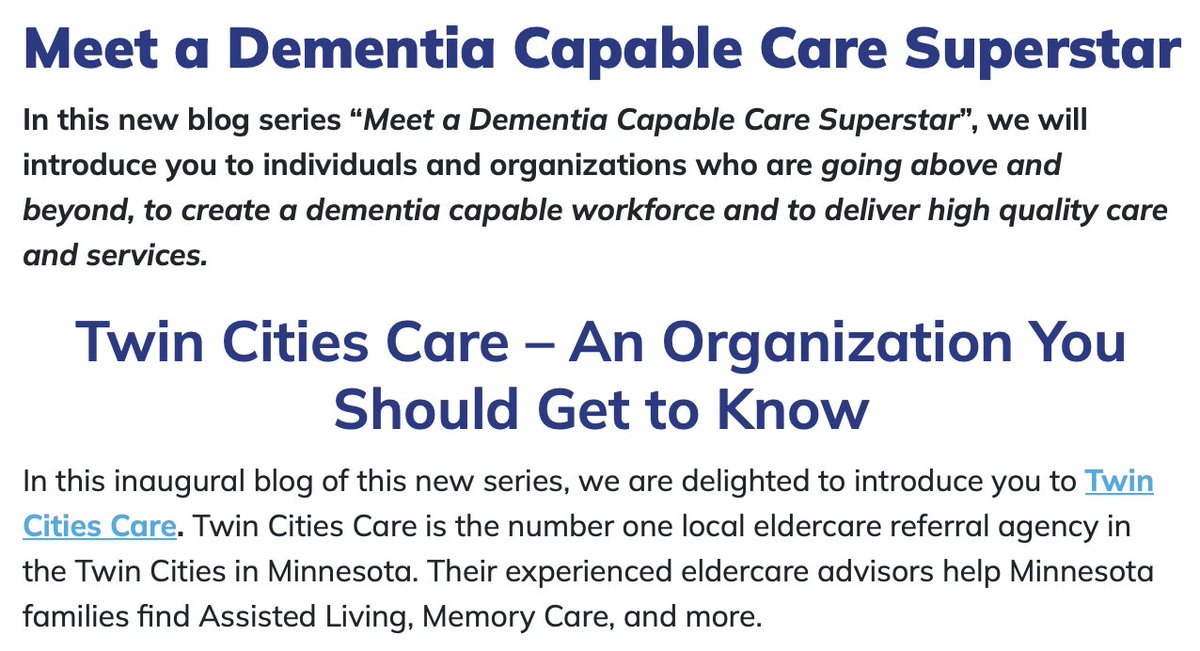 Proud to be featured as a "Dementia Capable Care Superstar" and "An Organization You Should Get to Know" by Dementia Care Specialists. Read the full blog post here: dementiacarespecialists.com/resource-cente…