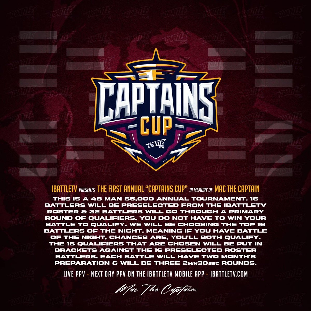 PathogenicGG's tweet photo. @ibattletv is hosting a massive tournament in honor of mac the captain. If you have the ability to sign up and take part you should, there's a generous prize but being able to honor mac with a crazy performance should be convincing enough 🙏

R.I.P Mac https://t.co/Ng3I6kBY06
