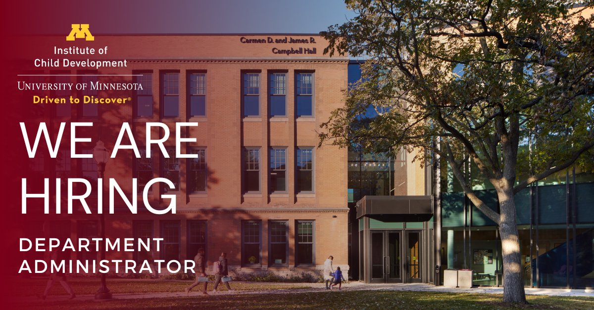 UMN_ICD's tweet image. 📢ICD is seeking a Department Administrator who will play a pivotal role in strategic planning and day-to-day operations. Work closely with ICD leadership to advance our goals and initiatives. Learn more here: icd.umn.edu/employment