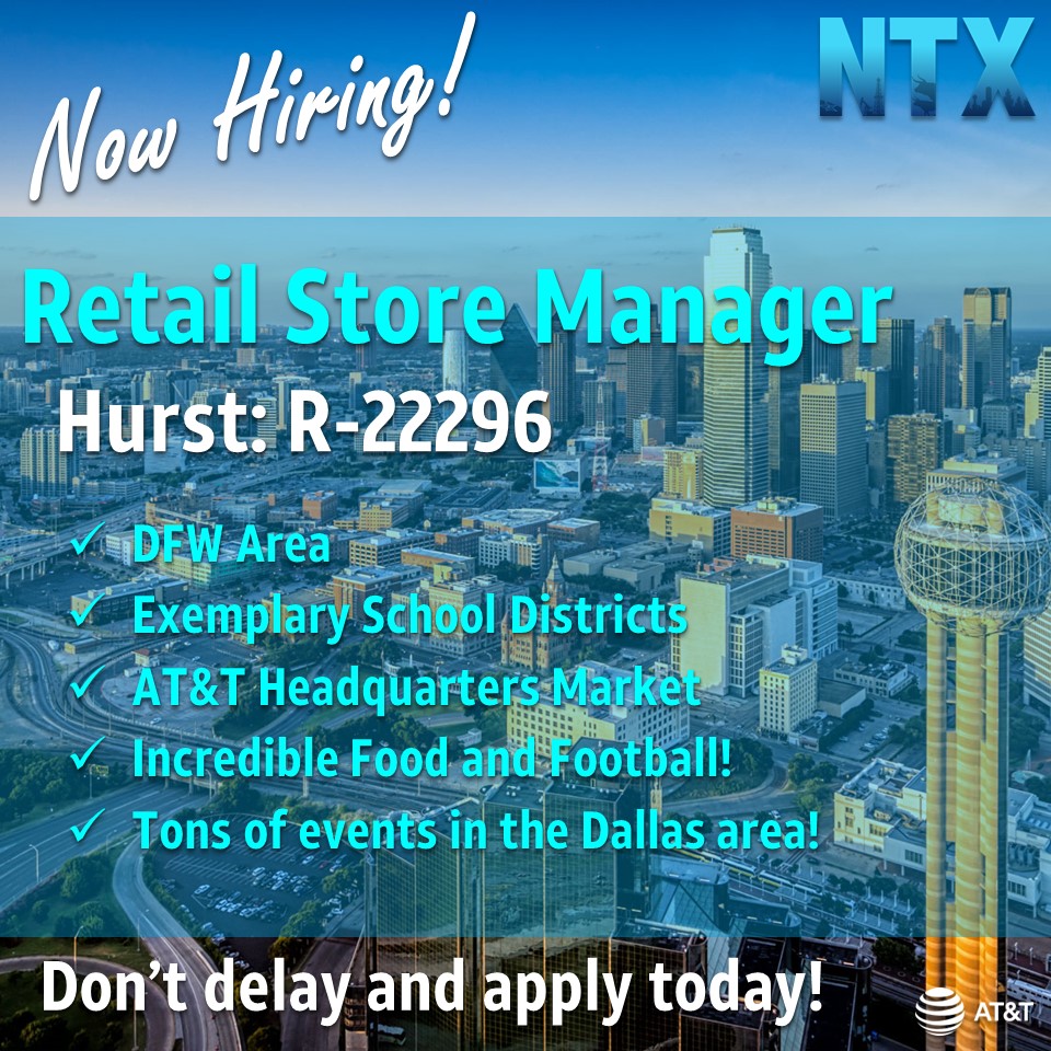 The NTX Market (@ntx_market) on Twitter photo 📣Are you ready to take that next step in your career?
✨We are looking for the brightest leaders to join the NTX leadership team as a Retail Store Manager! Such a great opportunity in Hurst, TX!
Req: R-22296
Don't delay & apply today!
<a href="/mrodriguez_bk/">Mari Rodriguez</a> <a href="/LillardDerick/">Derick Lillard</a> 📣Are you ready to take that next step in your career?
✨We are looking for the brightest leaders to join the NTX leadership team as a Retail Store Manager! Such a great opportunity in Hurst, TX!
Req: R-22296
Don't delay & apply today!
<a href="/mrodriguez_bk/">Mari Rodriguez</a> <a href="/LillardDerick/">Derick Lillard</a>
