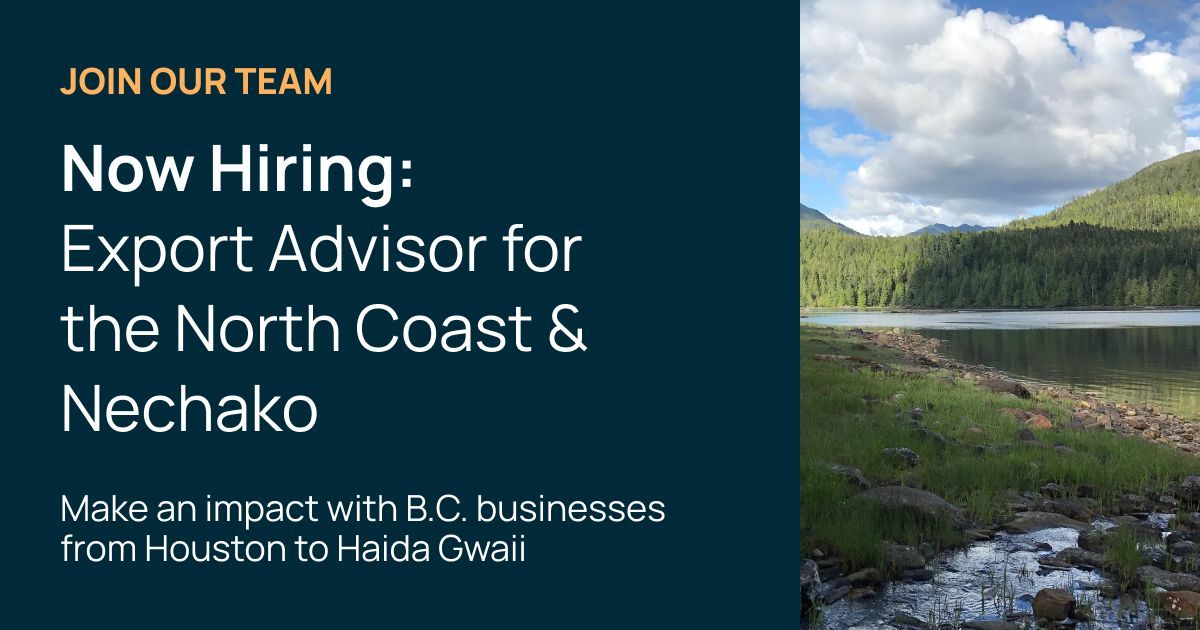 We're looking for a new Export Advisor to join our team. This contract position is a fantastic opportunity to help businesses in the North Coast &amp; Nechako region of B.C. to explore new markets. 

To learn more about the position, please visit: rupertcf.com/careers/export…