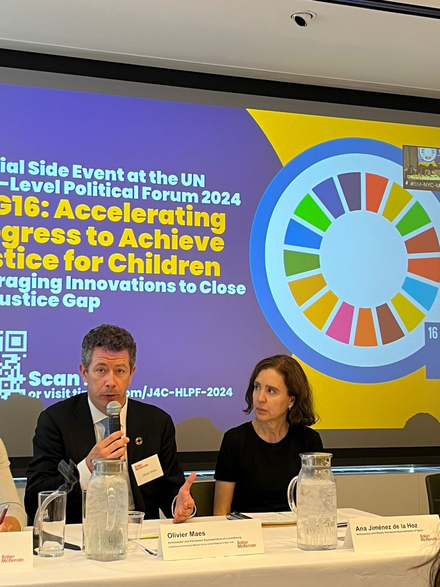 At today’s #HLPF2024 side event on #SDG16 and accelerating progress to achieve justice for children, Amb Maes highlighted reforms underway to make the justice system more adapted to children and #Luxembourg’s role as co-chair of the Group of Friends on Children and the #SDGs 🇺🇳🇱🇺