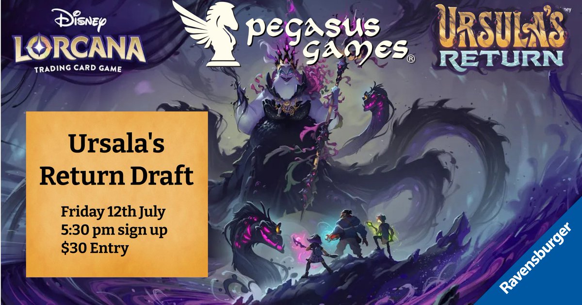 Love Lorcana? Enjoy Drafting? Well you're in luck!

Our regular #Lorcana draft is happening this Friday!

Sign up starts at 5:30, drafting at 6, $30 entry