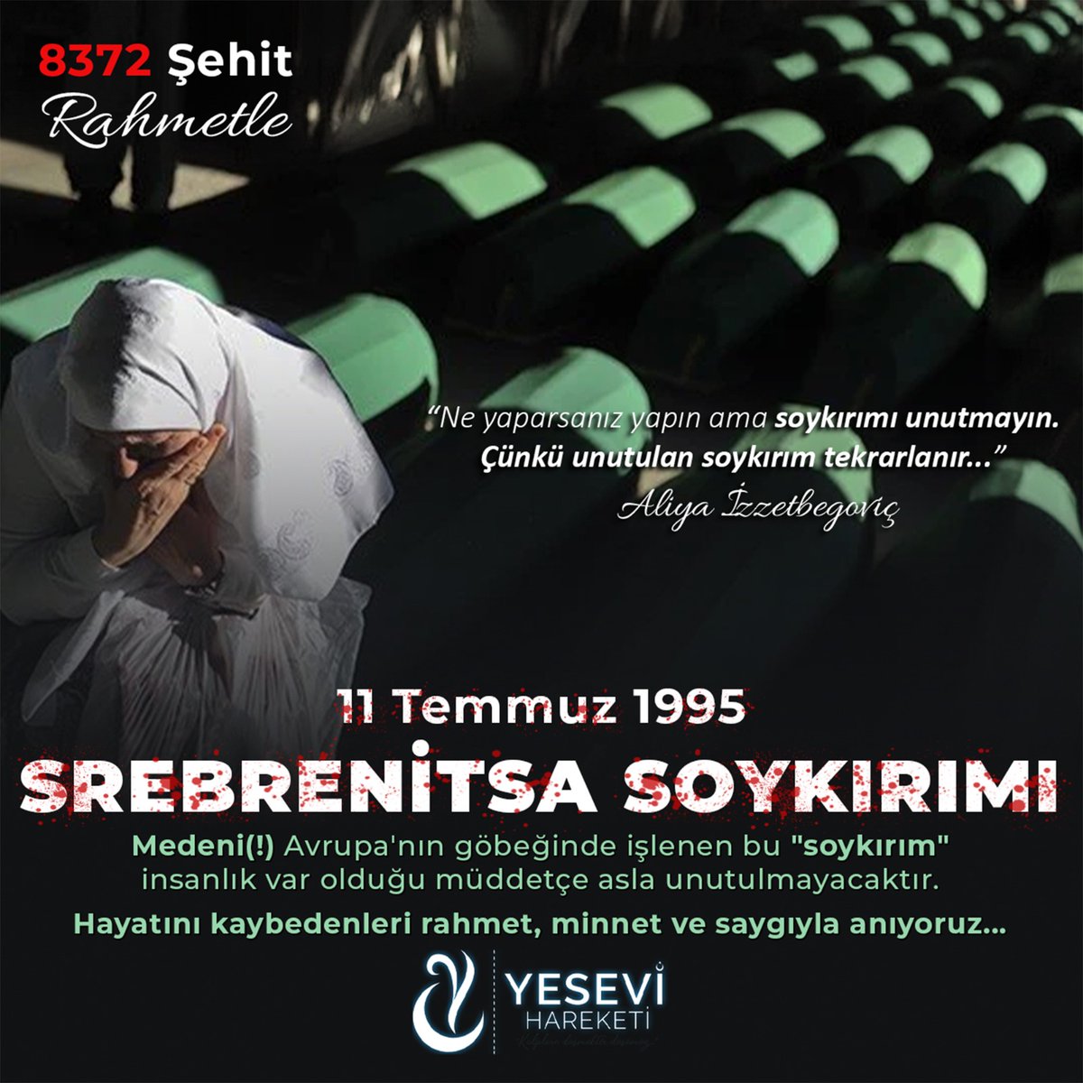 ilhancomertt's tweet photo. #Srebrenitsa 
#soykırım 
8372 şehidimizi rahmetle anıyoruz https://t.co/aDGDRCn1wX
