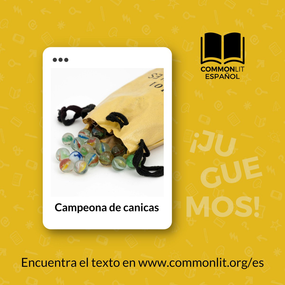CommonLitES's tweet image. ¿Quieres saber cómo Lupe se convirtió en la campeona de canicas? 
Motiva a niñas y niños a fortalecer diferentes habilidades a través de la perseverancia y la disciplina con este texto.

Léelo aquí 👉 bit.ly/45V8YoH