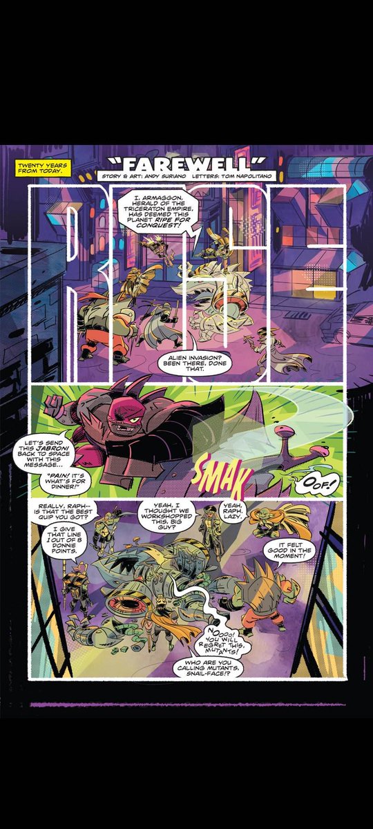 Because no one’s posted it yet, here’s the whole Farewell comic! a 🐢🧵
(1/8)  #rottmntfarewell #rottmnt

Big thanks to Andy Suriano!!  Go support the artists if you can by buying a physical copy, with the other 40th  anniversary special  TMNT  comics!