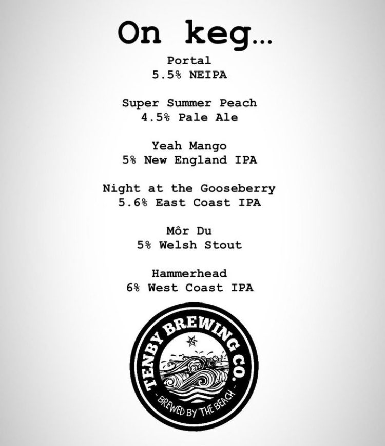 This week Friday 12 July sees the dynamic <a href="/tenbybrewingco/">Tenby Brewing Co.</a> join us for our Tap Takeover 🙌 where you’ll get to meet the opportunity to meet the Tenby Brewers, you lucky people! 🍻