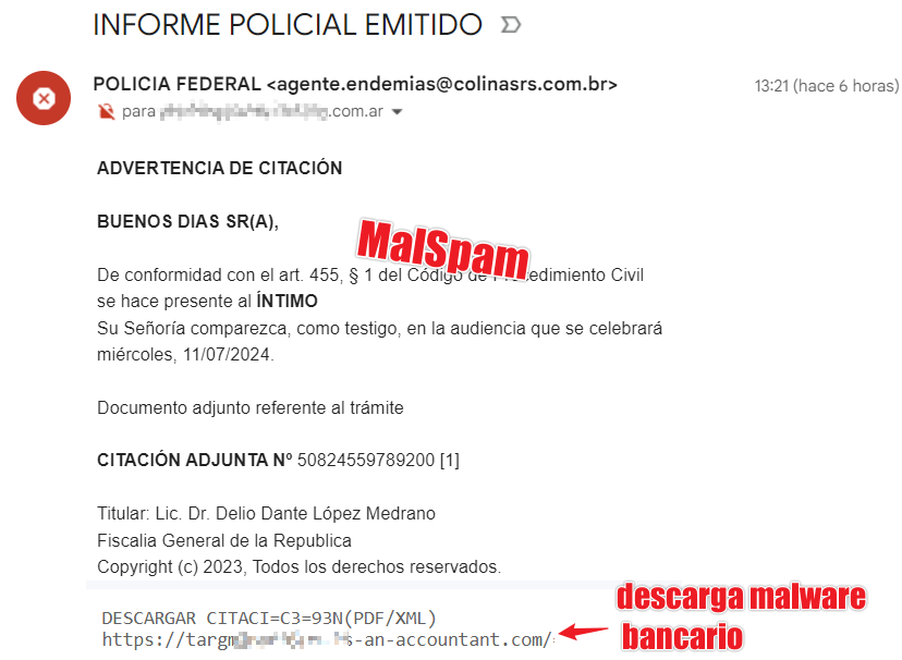 CUIDADO: correos falsificando POLICIA FEDERAL descargan malware bancario.
virustotal.com/gui/file/92779…