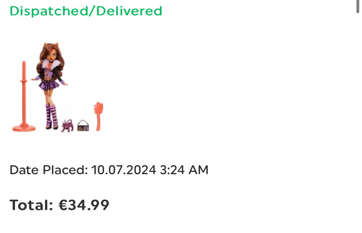 paying €35 for a base clawdeen in 2024 feels like stealing 😭🙏im so excited she should be here by tomorrow or friday