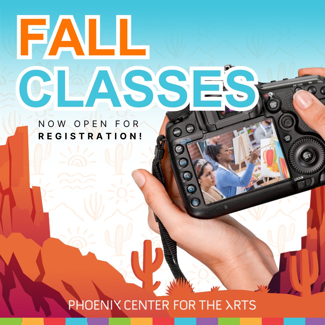 PhxCenterArts's tweet photo. Fall into Creativity at Phoenix Center for the Arts! 🎨🍂
 Explore your passion with courses in painting, ceramics, photography, and more.

Don’t wait until classes fill up— head to the link to register today ➡️  https://t.co/tLAxVjcawM https://t.co/xArwkI2W6K
