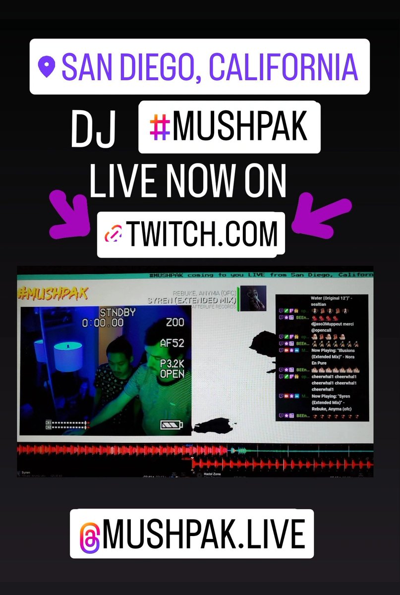 musicandpost's tweet photo. Come #Dance 💃🕺💃 over on #Twitch 📺 with #DJ @_mushpak / #MUSHPAK 🎶, #Live NOW! 👍

https://t.co/TaAyD1QZA4

Thanks! 😀

#Streaming #SanDiego #SD #SanDiegoCA #SoCal #LosAngeles #CA #Beatport #BeatPortLink #Traktor #LiveMusic #Techno #EDM https://t.co/ejHKCOu5Bf