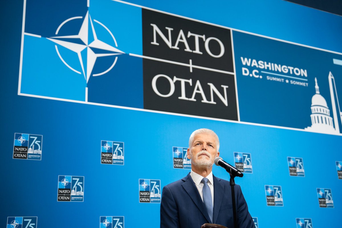 prezidentpavel's tweet photo. At today's @NATO Summit in Washington, we took another step to make the Alliance stronger and our citizens safer. We agreed to provide further assistance to Ukraine to help it better defend itself against Russian aggression. I also welcome the fact that recommendations for a new NATO strategic approach to Russia as a comprehensive and long-term threat will be presented before the next Summit. We also thanked @jensstoltenberg for his ten years as NATO Secretary General.