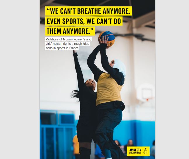 Stefan Simanowitz (@stefsimanowitz) on Twitter photo As France prepares to open its doors for #Olympics, French athletes are banned from wearing hijabs at the games
<a href="/amnesty/">Amnesty International</a> report (out 16 July) details the devastating impact hijab bans are having on Muslim women & girls at all levels of French sport
For a copy: press@amnesty.org As France prepares to open its doors for #Olympics, French athletes are banned from wearing hijabs at the games
<a href="/amnesty/">Amnesty International</a> report (out 16 July) details the devastating impact hijab bans are having on Muslim women & girls at all levels of French sport
For a copy: press@amnesty.org