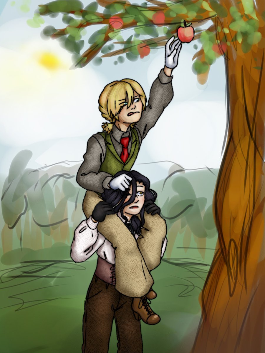 Day 3: Teenagers 
(They both toppled over after this)

I love drawing short French braids on characters 

#rmlnweek24 #bsd #bsdfanart #paulverlaine #arthurrimbaud #rimlaine