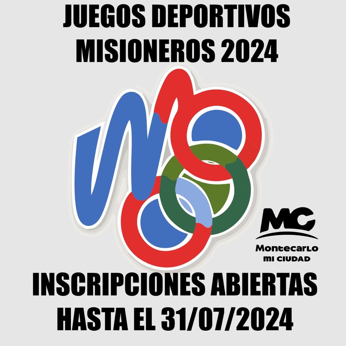 ⚠️Inscripciones Abiertas‼️
Juegos Deportivos Misioneros 2024
⚽🏀🏉🏐🏓🏸🏑🥋🤼🤸🏼‍♂️🚴🏼
ℹ️Informes e Inscripciones al👉🏼 📞482739
⏳De 07:30 a 11hs
📍Personalmente en el Polideportivo Municipal Mundialista
✅Cierre de Inscripciones 31/07/2024