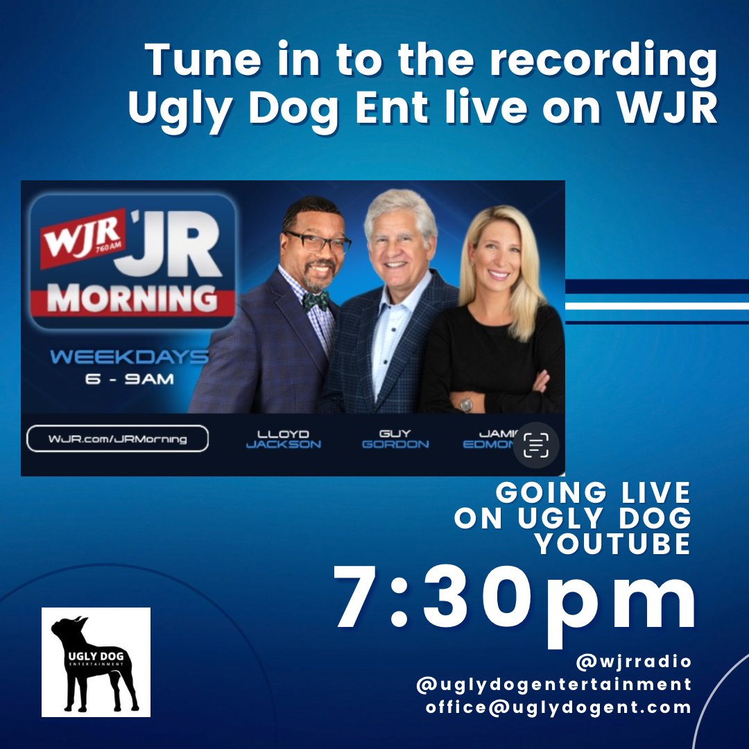 🎬 Going LIVE on the Ugly Dog Entertainment YouTube page! Catch the recap of our producer's live interview on WJR Radio at 7:30pm. 🕢 Tune in and join the conversation in the chat! We can't wait to hear your thoughts. 🚀 #UglyDogEntertainment #WJRRadio #LiveRecap <a href="/wjrradio/">WJR 760am</a>
