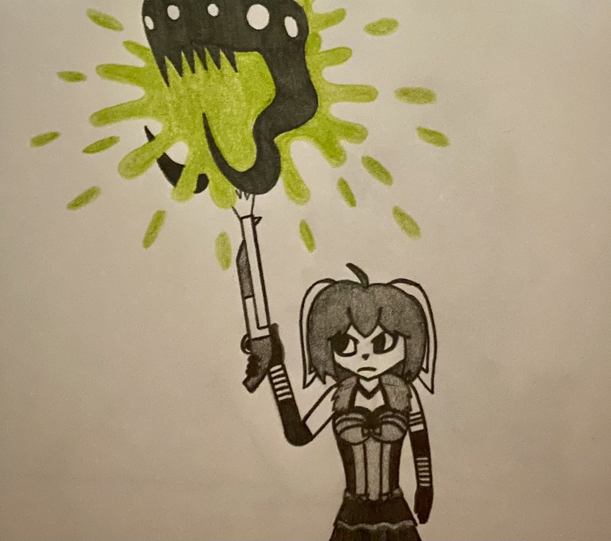 MrkWzrd24's tweet image. Another request from @GM_LEYENDS_16.

Milla dressed as Jessica Rose and using a duel sawed off double barrel shotgun on an alien moth.

#ShadowsofEvil #FreedomPlanet @galaxytrail