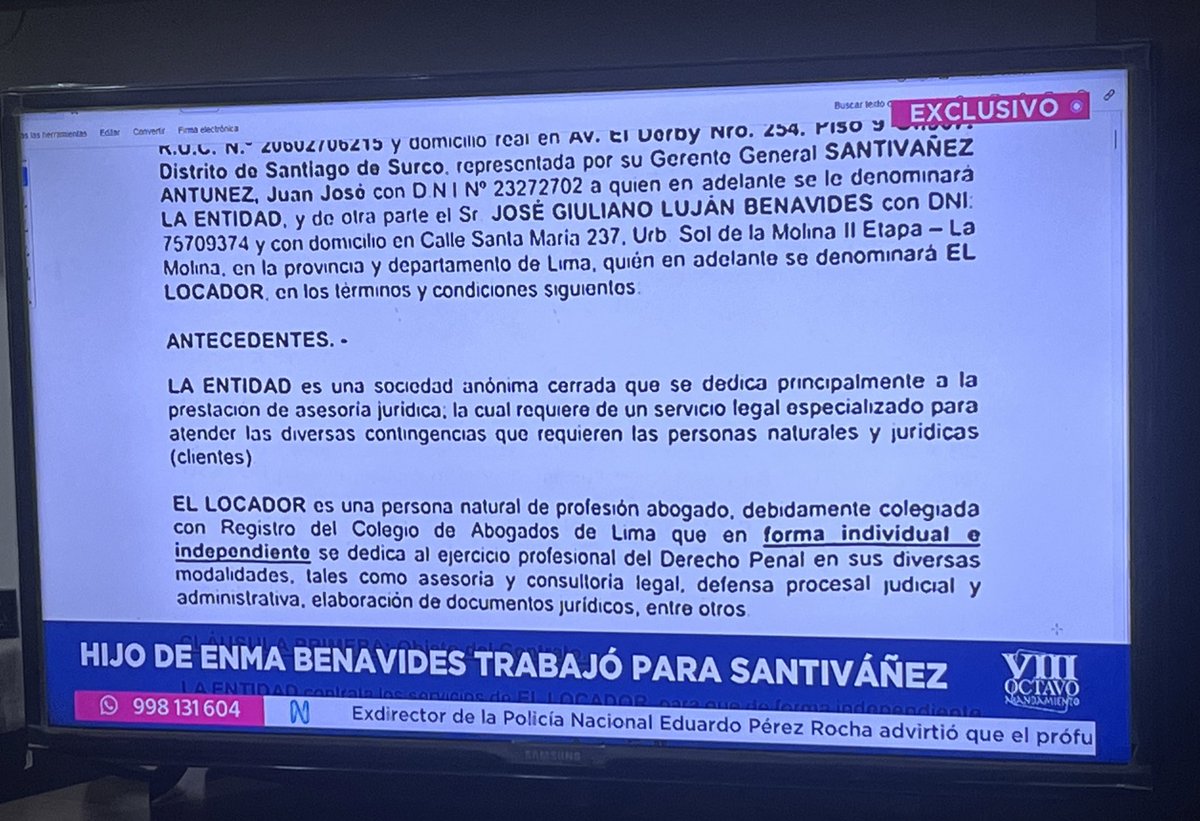 justicierojope's tweet photo. Qué cosas no. Hijo de Emma Benavides, hermana de Patricia Benavides y que recibió dinero de narcos para que sean liberados, trabajó para el ministro del Interior Juan Santiváñez.

Obviamente Santiváñez tendría relación con la mafiosa hermana de Patricia Benavides. https://t.co/ECZX05jtco
