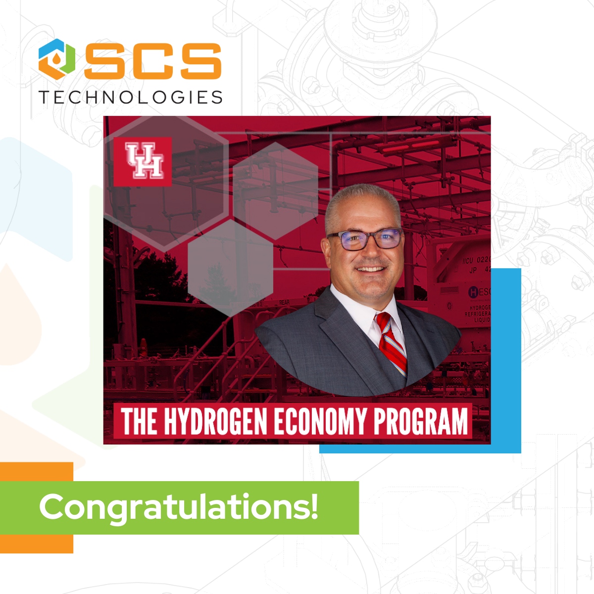 SCS_Tech's tweet image. Our CEO Cody Johnson and his team won 1st place in the Hydrogen Economy Program hosted by the University of Houston. Learn about their capstone project here: tinyurl.com/2lvrlmwu

#SCSTechnologies #UH #HydrogenEconomy #EnergyTransition