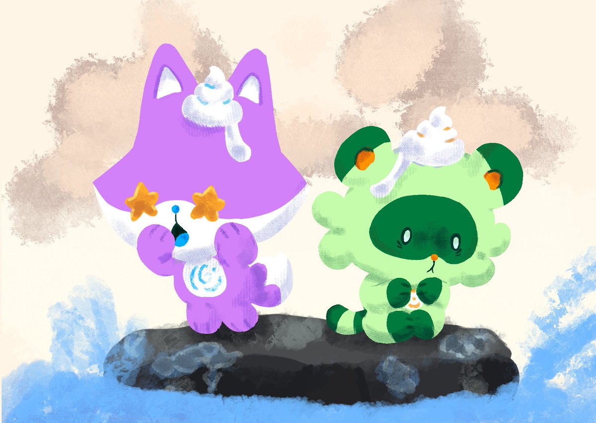 UbeNMatcha's tweet photo. INTENSE WAVE  ⛈️ 

#ubenmatcha #ubematcha #ubeandmatcha #illustration  #art #cute #ubethefox #matchathetanuki #matchatheracoon #relationship #relationshipart #かわいい https://t.co/RkTcv8XChS