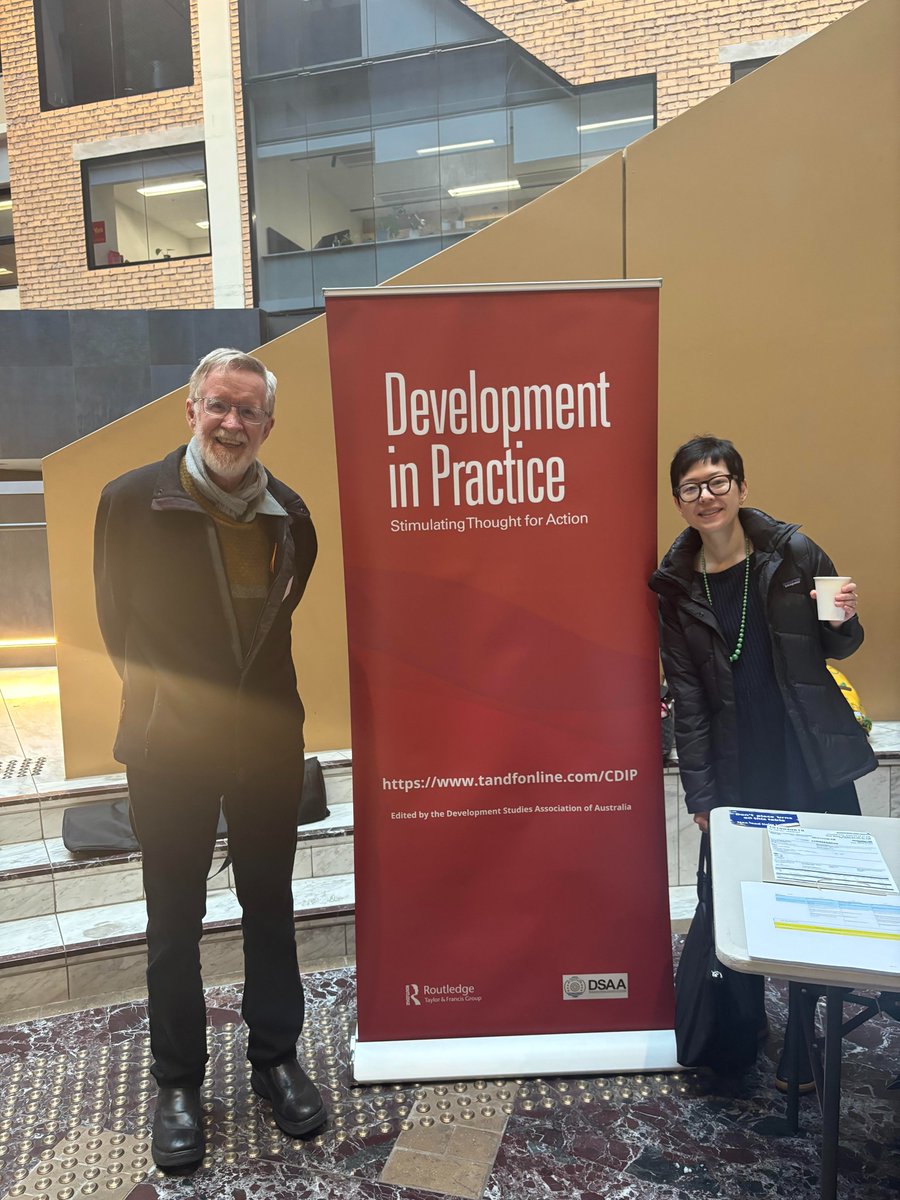 Editor in Chief <a href="/Patrickkilby2/">Patrick kilby</a>  and Deputy Editor <a href="/JoyceWu24766106/">Joyce Wu</a> this morning at the Development Studies Association of Australia Conference on Development Futures: developmentstudies.asn.au/dsaa-2024-conf…