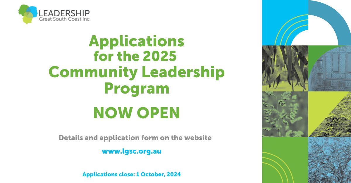 LGSC_'s tweet photo. Apply today.
Say yes to learning more about leading in your community and how you can give back.
Open to all sectors and community members across south west Victoria.
Applications close October 1.
For more information and an application form, go to https://t.co/4rvPiiLgWo https://t.co/jnW04vDxvr