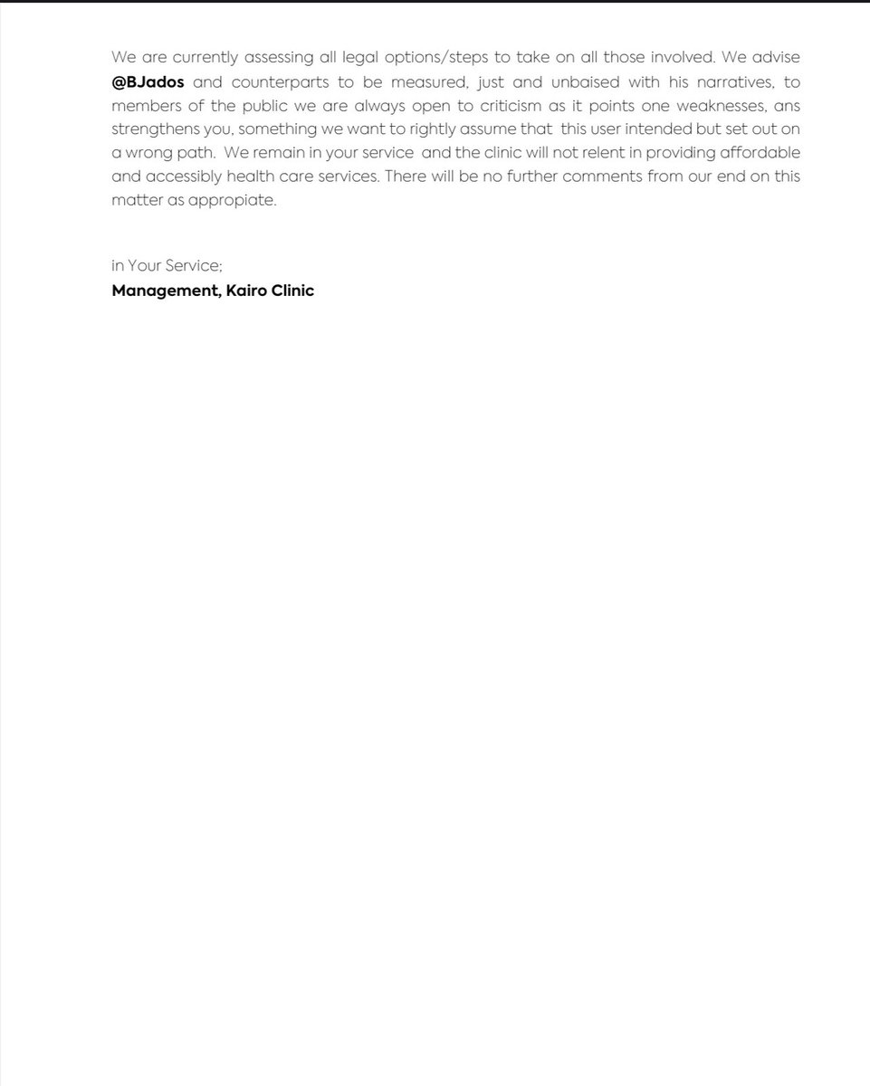 kairoclinic's tweet photo. @So_Phiyaa Public Statement: Immediate Release On False Allegations of Staff Exploitations https://t.co/oiANTl5ctD