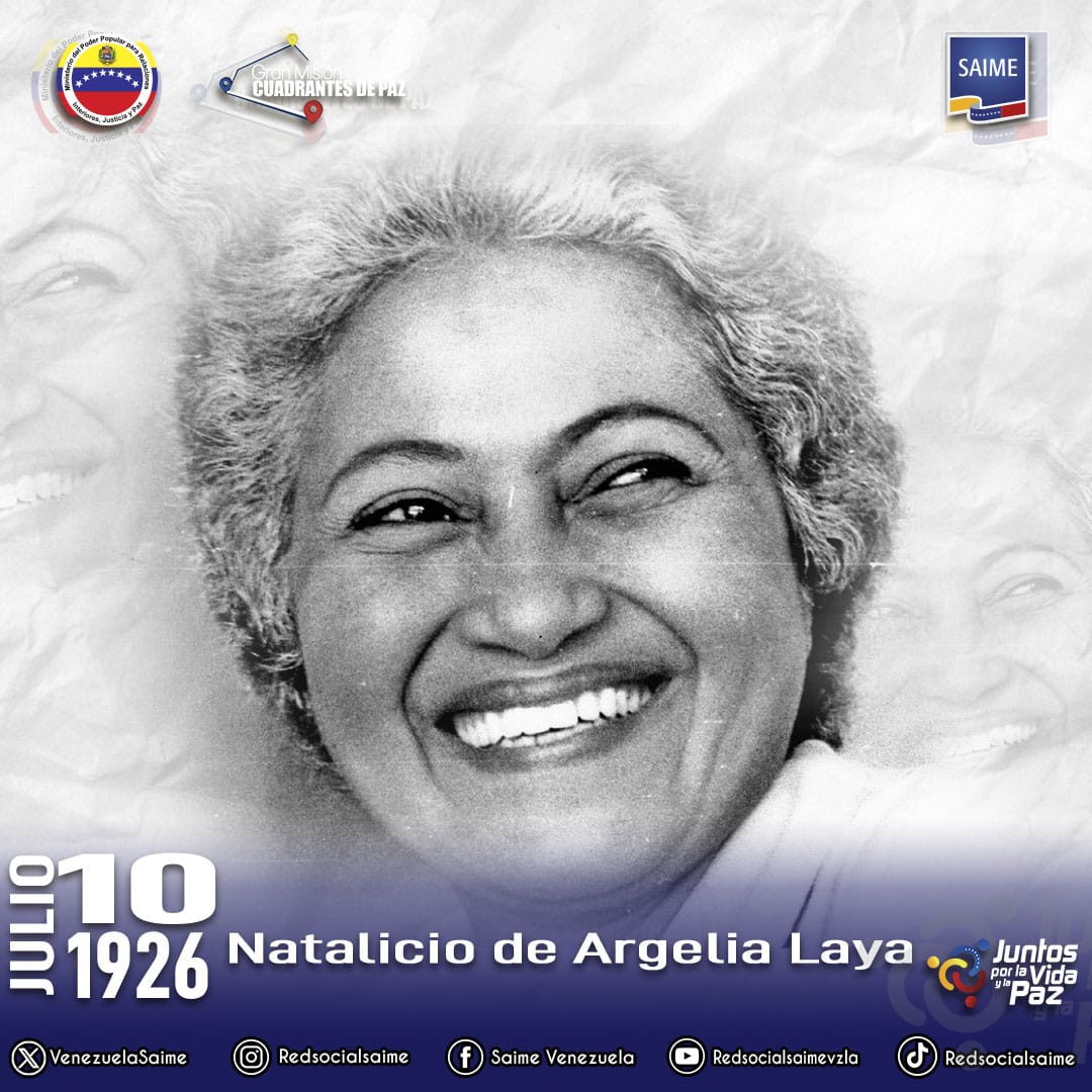 Saimeanz's tweet photo. Hoy rememoramos el natalicio de Argelia Laya, referencia de la lucha activa de nuestra lideresas. El pueblo recuerda el espíritu combativo, aguerrido y de fuerza que mantuvo toda su vida, siempre en defensa de los derechos de nuestras hermanas de la patria. https://t.co/JXhCEjUWJS