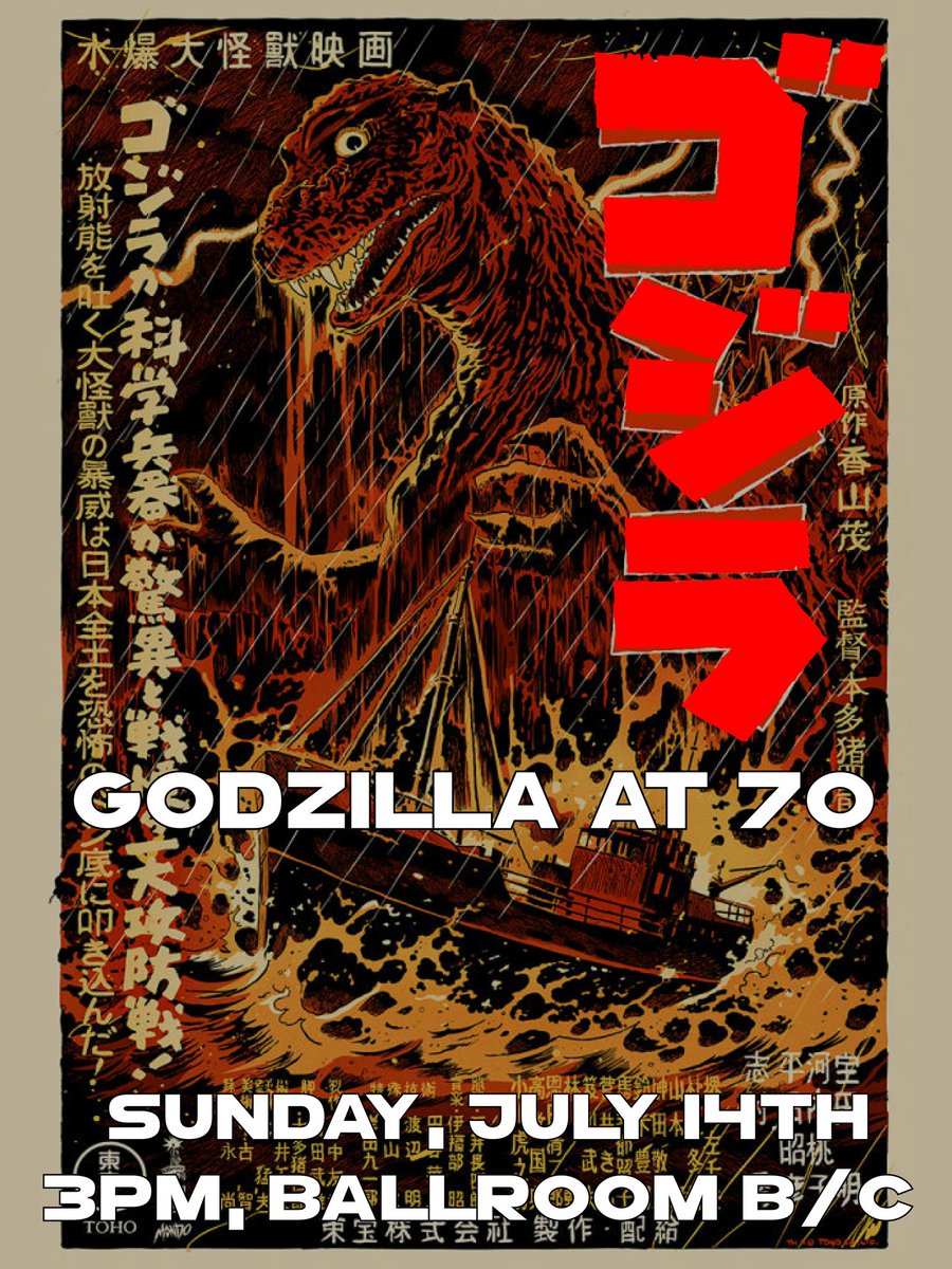 G-FEST HYPE TRAIN DAY 4! 

On Sunday I will be joining a huge group of Godzilla fans with <a href="/jeffreyangles/">Jeffrey Angles</a>, <a href="/Danzilla93_GNP/">Godzilla Novelization Project</a>, <a href="/NathanMarchand7/">Nathan Marchand IS GOING TABLETOP ADVENTURE CON!</a>, and Kevin Horn celebrating 70 years of #Godzilla! 

Come by in Ballroom B/C at 3PM as we close out the con!