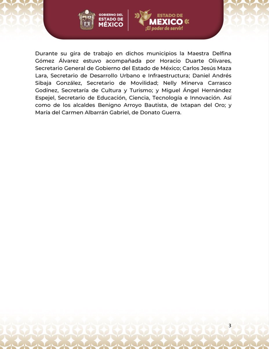 SEMOV_Edomex's tweet photo. #ComunicadoDePrensa

Obras de la transformación son un acto de justicia y equidad para los 125 municipios del Estado de México afirma la Gobernadora @delfinagomeza.

Más información: 👇🏼 https://t.co/X8w3JGUqpX