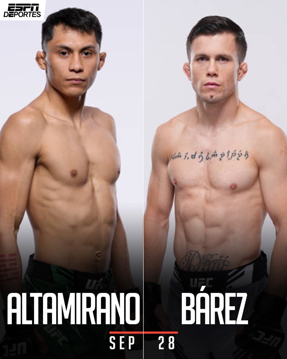 CCLegaspi's tweet image. Per sources: Victor Altamirano vs Daniel Bárez added to #UFCParis on September 28th 

Via @ESPNDeportes 

espndeportes.espn.com/artes-marciale…