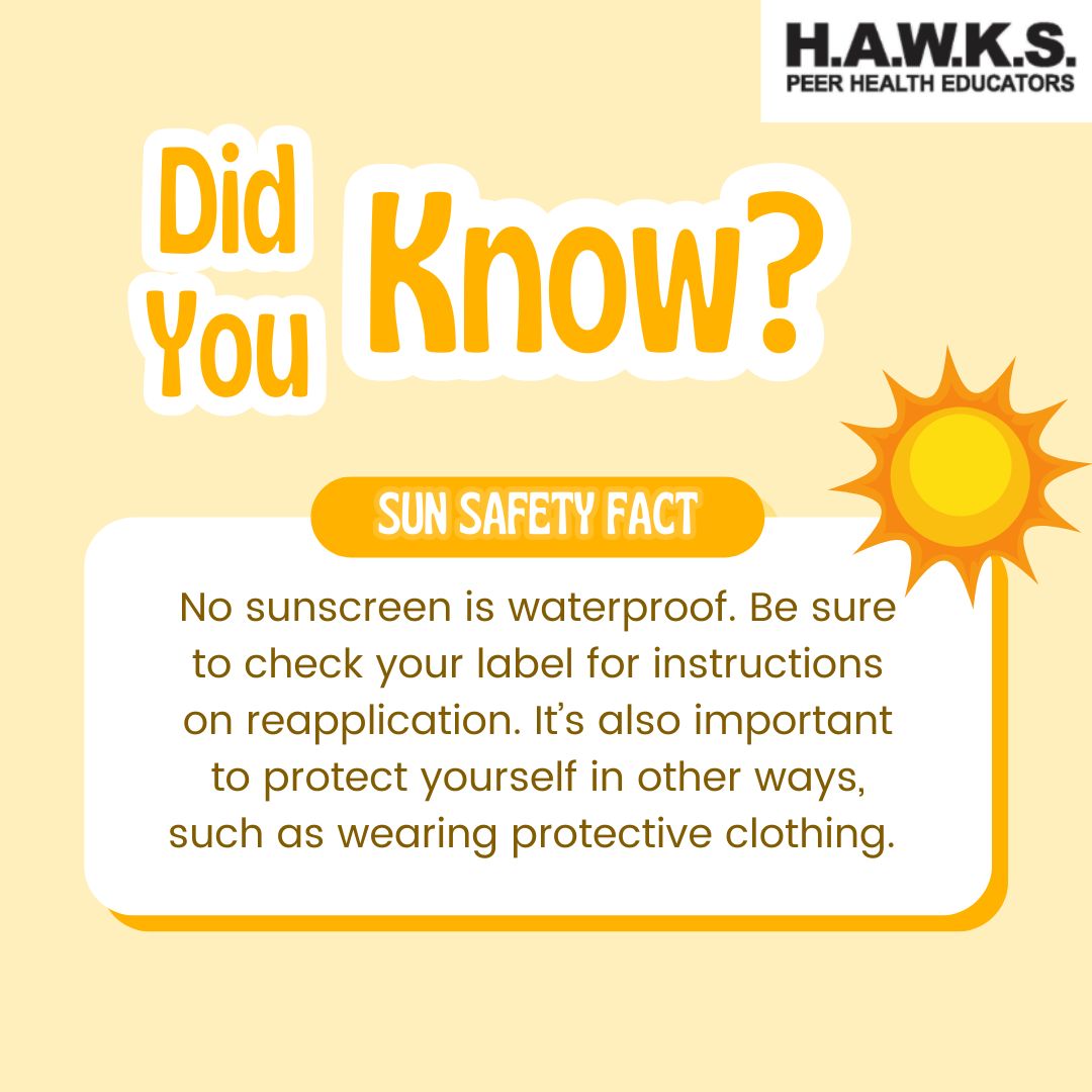 HAWKShealthzone's tweet photo. Summer is the time for having fun with friends and family, but it’s important to protect your skin from UV rays. Remember to wear sunscreen, seek shade, and stay hydrated to keep your skin safe! 🏄🏻‍♂️🏖️

#HAWKSPeerEd #MiamiOH #MiamiAlum #WellnessWednesday https://t.co/mKIwGzOtOl