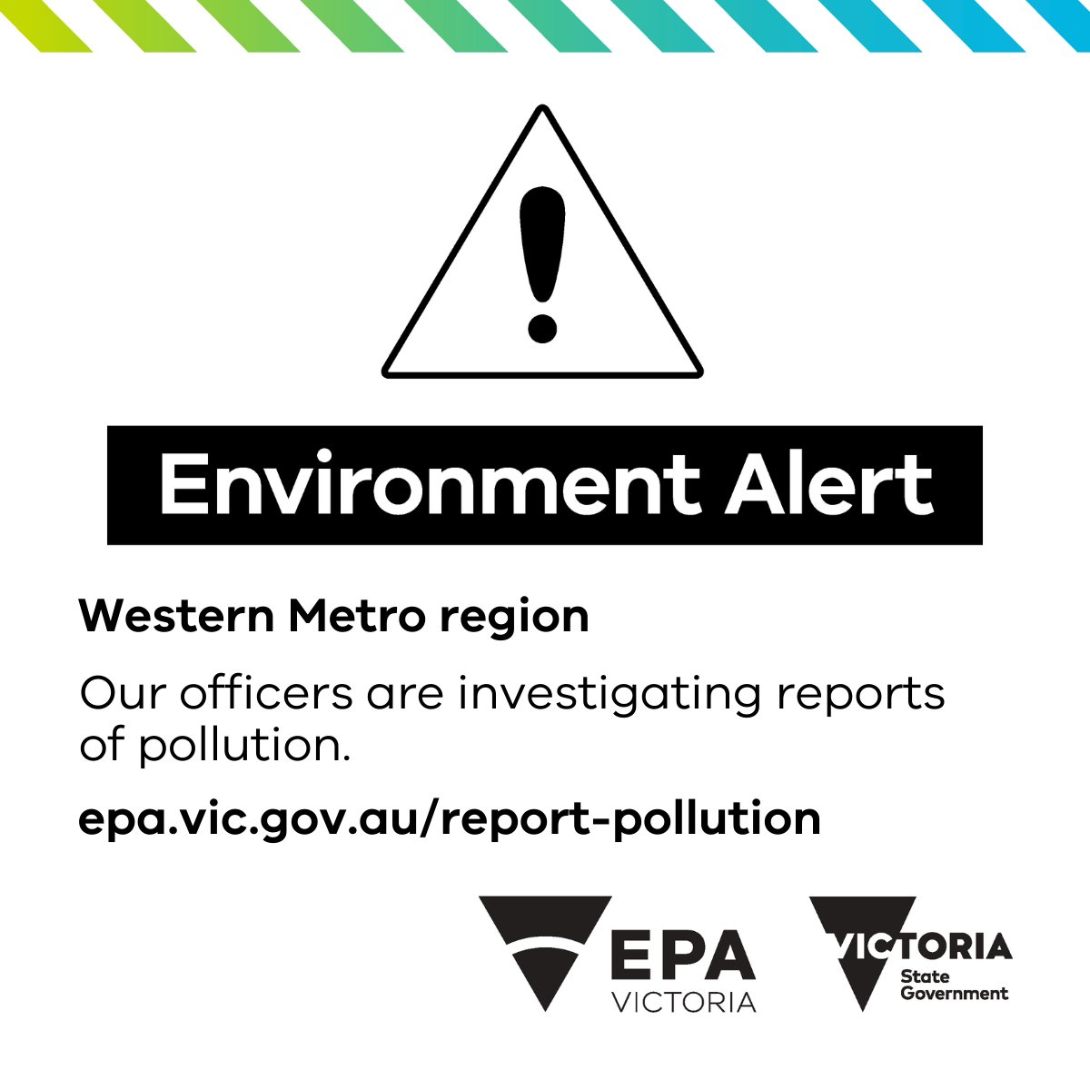 VicGovEPA's tweet photo. Avoid contact with water at Cherry Creek, Anderson’s Swamp, and Kayes Drain, Derrimut and Cherry Lake, Altona.
More details at our website: https://t.co/zMuH3DQ2E5 https://t.co/ZxJ432SKMH