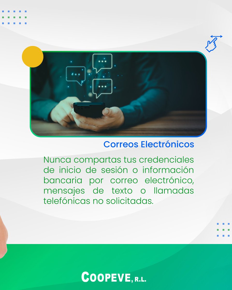 coopeverl's tweet photo. El correo electrónico, nos facilita la comunicación en gran medida. Pero ¿Sabías que el correo electrónico puede ser una puerta a tus datos personales? Mantente seguro siguiendo estos consejos. #EmailSeguro #Ciberseguridad #ProtecciónDeDatos https://t.co/uPEUZik6V2