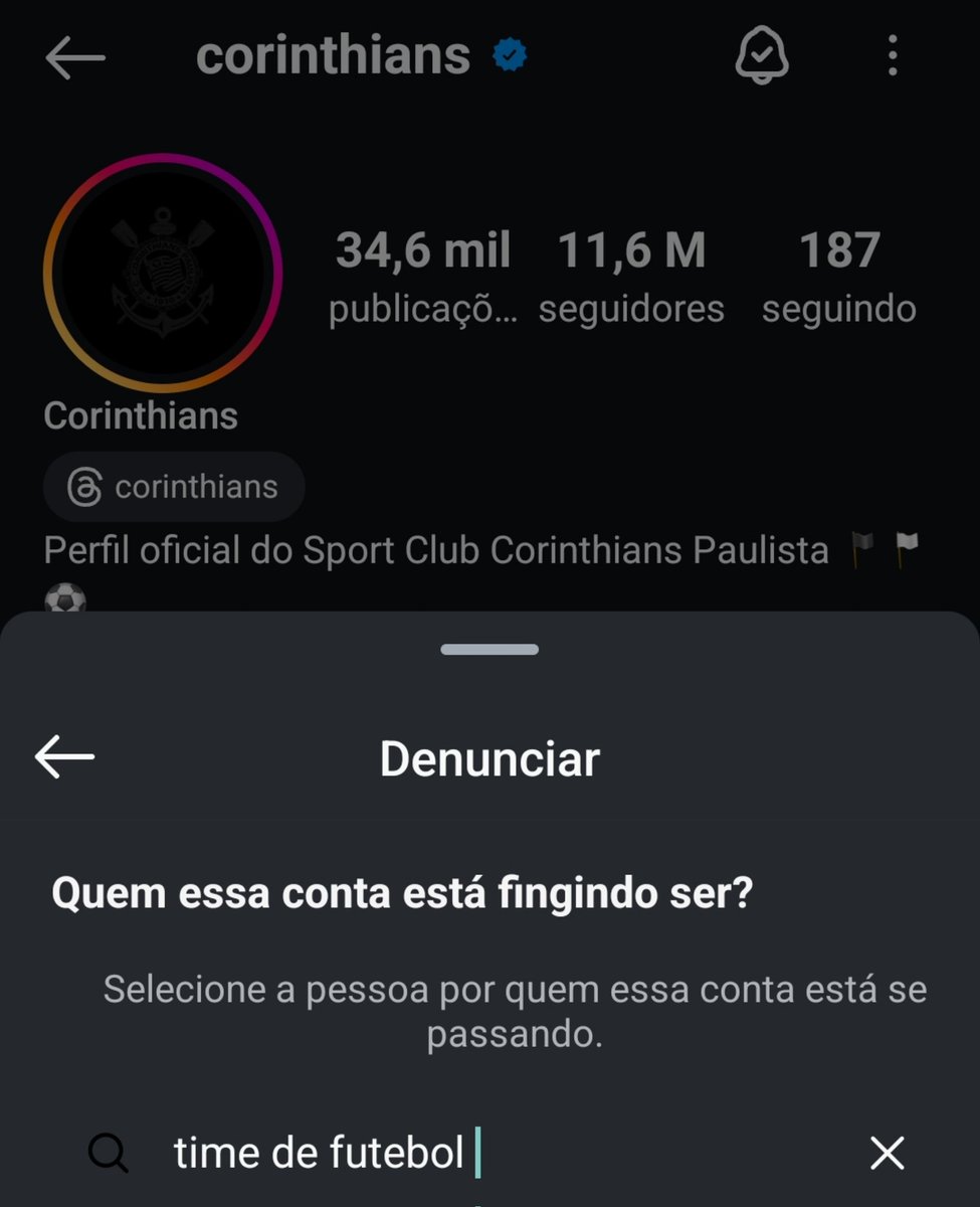 Acabei de denunciar o Corinthians 👍🏻
